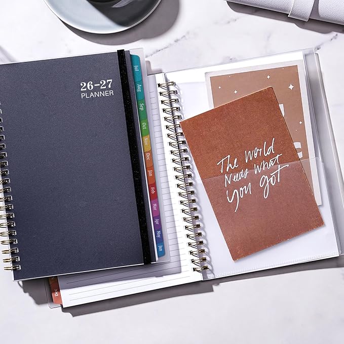 Planner 2026-2027 - Academic Planner 2026-2027, Jul. 2026 - Jun. 2027, 6.3'' x 8.4'', Weekly and Monthly Planner 26-27 with Back Pocket, Transparent PP Cover, Colorful Monthly Tabs