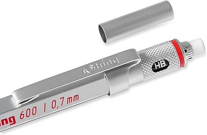 rOtring 600 Mechanical Pencil, 0.7 mm Lead, Silver Metal Barrel - For Technical Writing, Drawing, Sketching