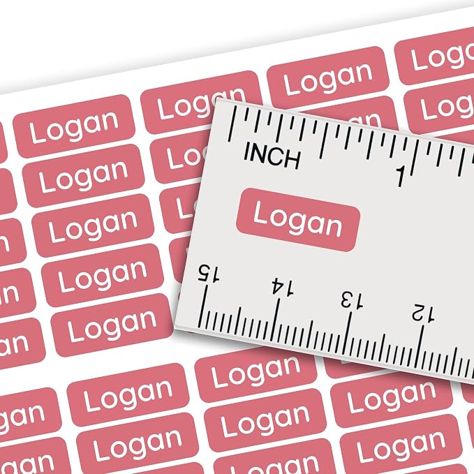Personalized Mini Name Labels for Kids (210 Count) – Custom Waterproof Name Stickers for School, Daycare, Water Bottles, Lunch Boxes, Pencils, Supplies - Soft Cherry