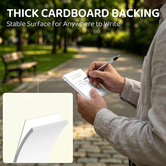 24 Pack White 3 x 5 Inch Blank Notepads 50 Sheets Each, Unruled Paper Pads with Hard Backing for Lists, Notes & Reminders | No-Bleed Writing Paper for Students, Teachers & Professionals