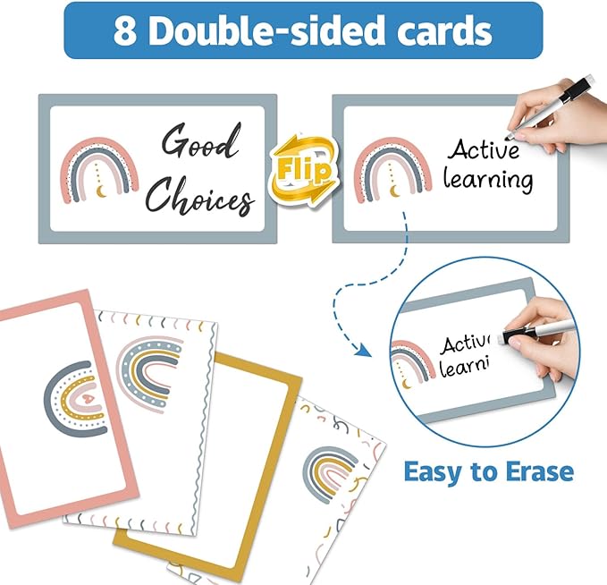 Student Behavior Clip Chart for Classroom Management Kids,Reward Chart for Kids Hanging Bulletin Board Teacher Supplies for School Preschoo (White)