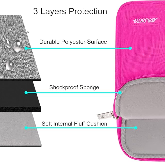 MOSISO Laptop Case 15 inch, 15 inch Laptop Sleeve Compatible with MacBook Air M5 A3448 M4 A3241 M3 A3114 M2 A2941 2026-2023, Dell XPS, Polyester Vertical Computer Sleeve Bag with Pocket, Bright Rose