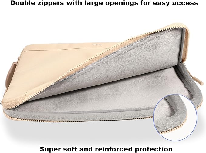 LANDICI 360°Protective Laptop Sleeve Case 15.6 16 Inch with Handle, Waterproof Slim Computer Cover Bag Compatible with MacBook Pro 16, Lenovo Yoga 7i 16, Asus vivobook 15, HP Acer Dell, Apricot
