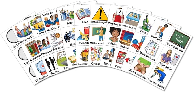 SchKIDules Visual Schedules for Kids 87Pc Education Collection for Classroom Supports & Homeschool Organization: 66 School-Themed Picture Magnets +21 Headings for Preschool, Special Ed (Spanish)