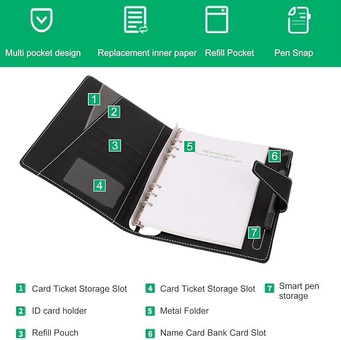 Smart Notebook with Digital Pen, Reusable Erasable Writing Pad with Real Time App Sync, Converts Handwriting to Digital Notes, Ideal for Business Meetings, Work Notes