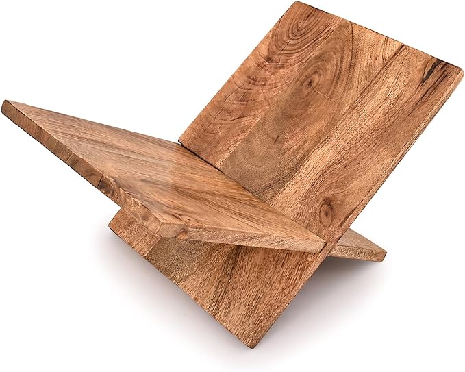 Kaizen Casa Book Holder Mango Wood Cross Frame Wooden Book Holder for Display and Reading, Suitable for Art, Bible, Cookbook, Easel, Magazine, Textbooks (11" x 10" x 0.75")