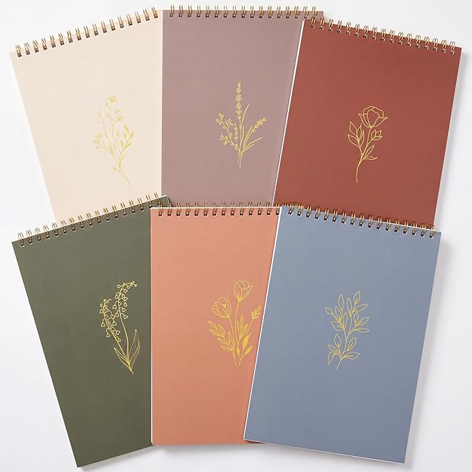 Gueevin 6 Pack Steno Pads, Top Spiral Notebooks 6 x 9 Inches,Morandi