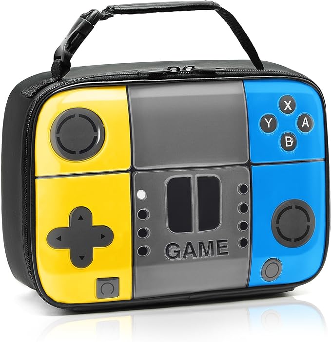 Kids Lunch Box for Boys,Game Console Insulated Lunch Bag for Kids,Leather Lunchbox for Boys,Waterproof Leakproof Portable Fits Most Bento Boxes