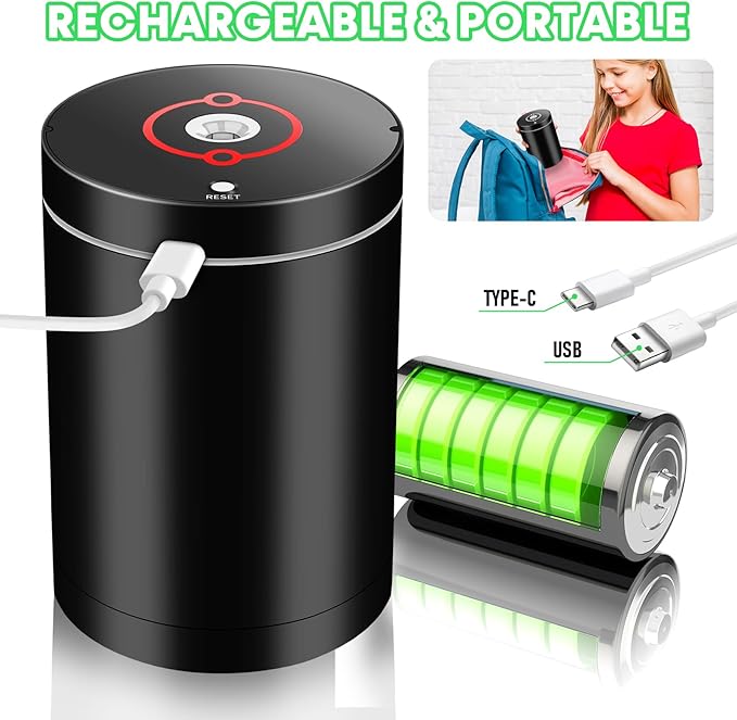 Fully Automatic Electric Pencil Sharpener,Rechargeable Smart Pencil Sharpener.Suitable for No. 2/Colored Pencils (6-8 mm),Applicable to School/Classroom/Office/Home