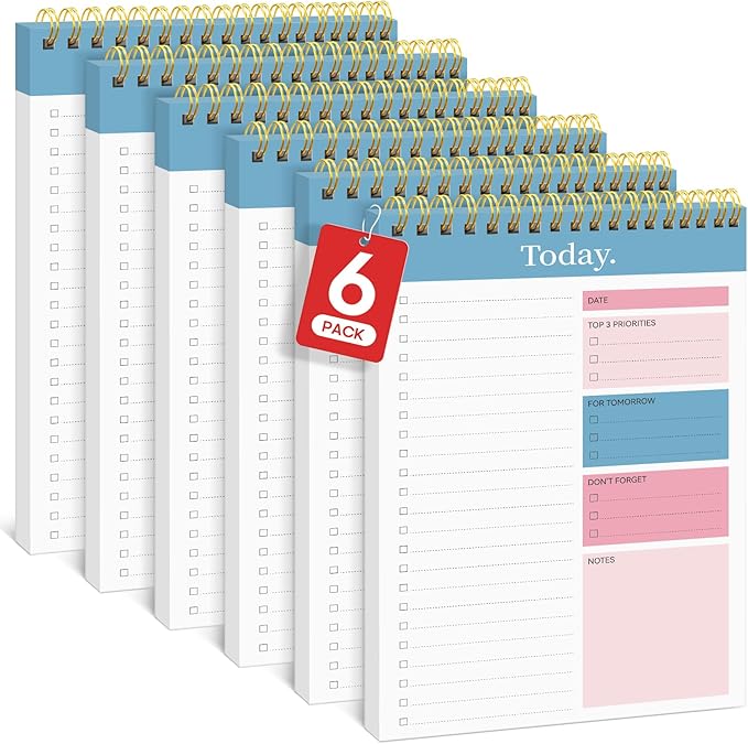 Taja 6 Pack of To Do List Notepad - To Do List Notebook for Work with 52 Sheets, 9.8" x 6.5", Undated Daily Planner Perfect for Daily Tasks and Goal Setting, Notepad Suitable for Office, Home & School - Early Dawn