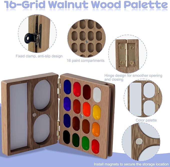 Mini Watercolor Paint Set，Travel Watercolor Set，Portable Watercolor Kit，Pocket Artist Water Color Travel Set with Include Paint, Brush and Picture Album for Beginners Artists Painting Enthusiasts