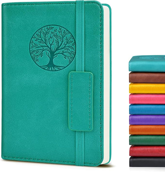 Biuwory Lined Pocket Journal Notebook for Women Men, 140 Pages A6 Leather Journals for Writing, Travel, Work, 3.7"×5.7" Mini Notebook, Hardcover Small Notebooks for Note Taking, Diary Notepad (Blue)