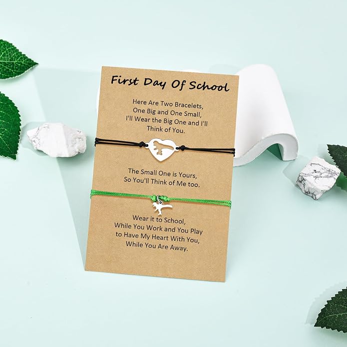 Back to School Gifts Mommy and Me Bracelet First Day of School Matching Wish Bracelets Set for Mother Daughter Son Women Teen Girls Boys Jewelry Gift