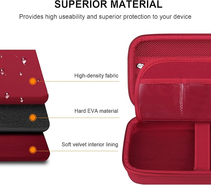 Elonbo Carrying Case for Texas Instruments TI-84 Evo/TI-84 Plus CE Evo Graphing Calculator, Extra Mesh Pocket Fits Charging Cable Charger Manual, Red