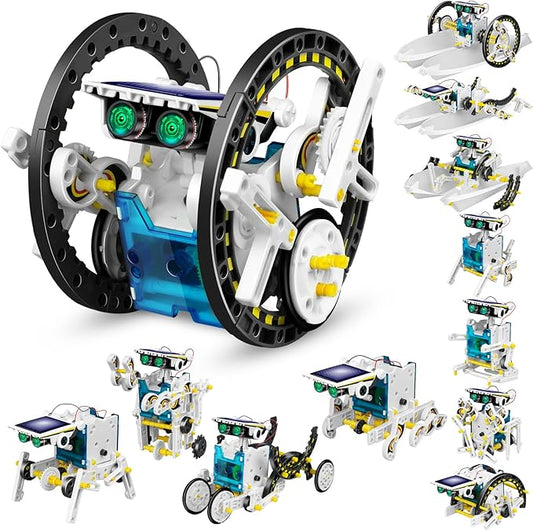 Dioju 13-in-1 Solar Robot Toys for Ages 8 9 10 11 12 Year Old Boys Girls, STEM Science Kits for Kids Age 8-12, Building Experiments Robotics Kit STEM Projects for Kid Christmas Birthday Gifts (White)