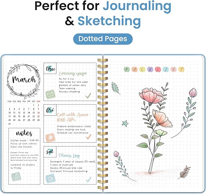 Taja Dotted Spiral Journal Notebook for Women & Men, 140 Pages, Dotted Notebook for Journaling & Note Taking, Journals for Writing, A5(5.7" x 7.9") – Blue