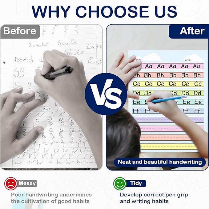 1 Pack 8.5"×11" Raised Lined Writing Paper Pad for Practice 0.65" Spacing Tactile Handwriting Paper Letter Size Multi-Color Write Beginner Paper for Kids ADHD Dysgraphia Kindergarten 30 Sheets/Pad