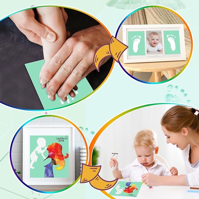 Baby Hand and Footprint Paint with Sponge Head, 2.54 fl oz, Non-Toxic & Acid-Free, Washable Baby Safe Paint for Newborn Keepsakes, Dog Nose & Paw Prints, Ideal New Mom Gift - White