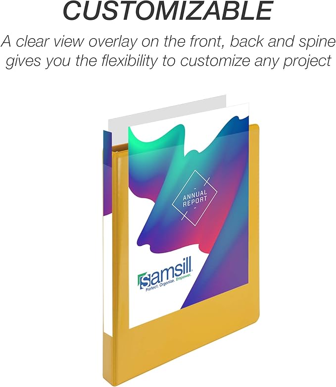 Samsill 1.5 Inch 3 Ring Binders, Economy Round Ring, Clear View Cover, 325 Sheet Capacity - for School, Home, Office - Yellow, 12 Pack
