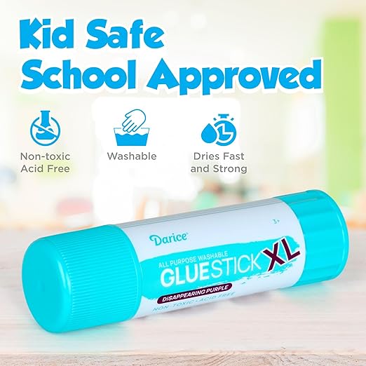 Darice Giant Disappearing Purple Glue Sticks, Large 115-gram Jumbo XL Glue Stick - Dries Clear, Washable, Non-Toxic - Classroom Back to School Supplies - 1 Pack 4.05oz