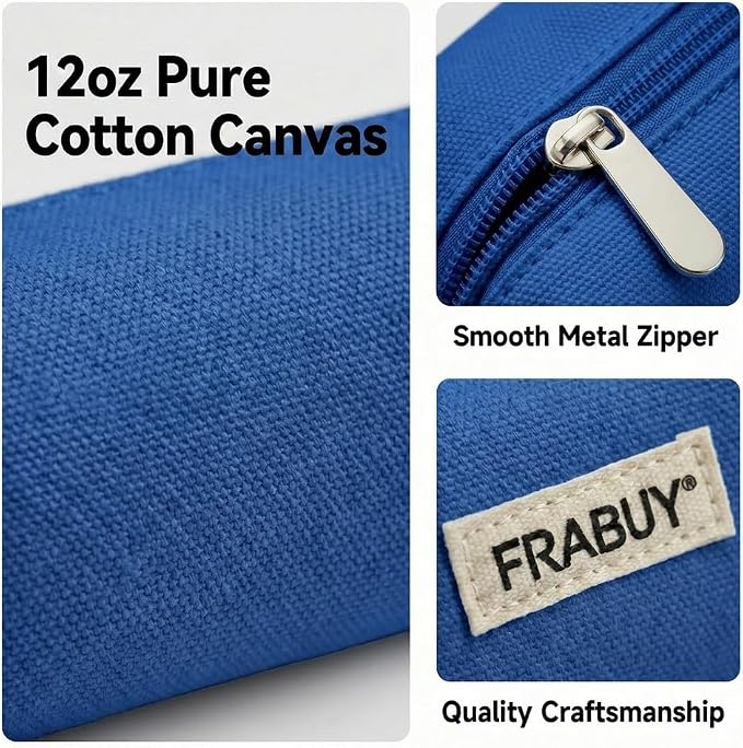 Canvas Pencil Case Pouch,Multipurpose Pen Bag Stationery Royal Blue | Heavy-duty canvas, smooth alloy zipper, cute organizer for girls and boys, ideal for stationery, cosmetics, tech gear