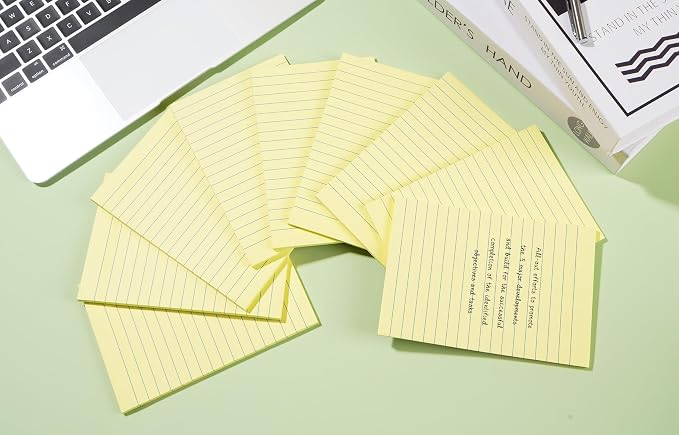 9 Pads Lined Sticky Notes 4x6 inch Post, Yellow, Clean Removal, Self-Stick Pads, Large Sticky Notes Easily Used for Home, Office, School, 40 Sheets/Pad (Pack of 2)