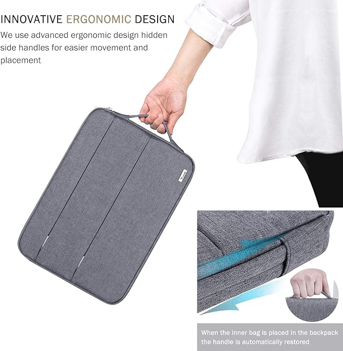 Voova 14 15 Inch Laptop Sleeve Case, Waterproof Computer Bag Cover Compatible with MacBook Air 15 M2/M3/M4 2022-2025, MacBook Pro 15, Hp chromebook 14, 14-15” Dell Lenovo Acer Asus, Grey
