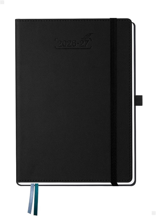 BEZEND Weekly Planner 2026-2027 (6" x 8.5") Horizontal Layout Notebook (Jul 26-Dec 27) 18 Months Academic Calendar & Monthly Tabs, Ideal for Students, Work & Home, PU Leather Hardcover -Black