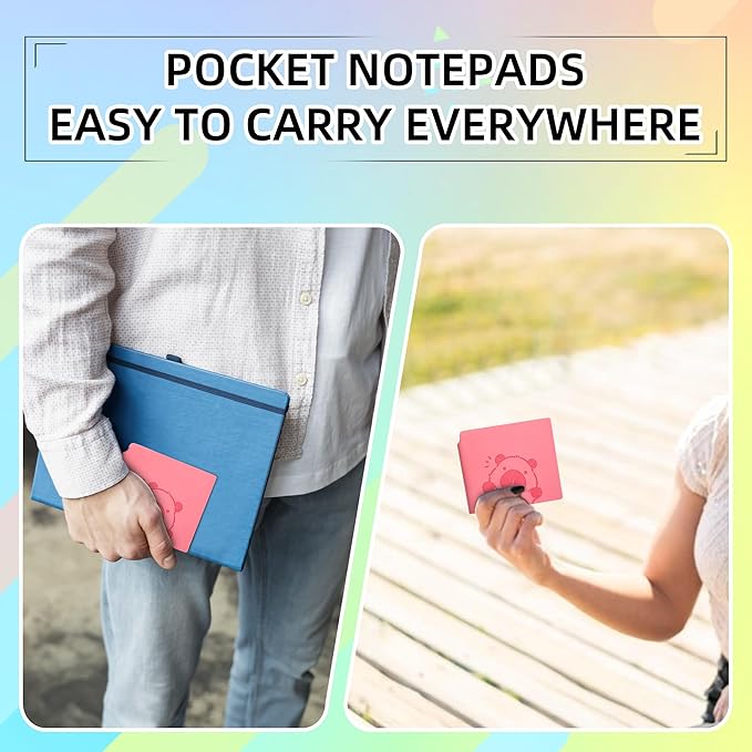 BOBO RABBIT 3 Pack Mini Grid Notebooks Pocket Size Graph Paper Journal Total 600 Pages Steno Pads Memo Notebook Small Softcover Leather Cartoon Capybara Pattern Cute Journal for Writing Sketching Drawing Lay Flat, 3.9"x3.9" Inner(Mini Square)
