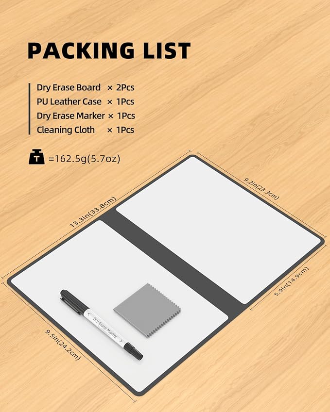 Portable Small White Board Dry Erase Board, Reusable 9.5 * 6.6in Notebook Memo, Office Home Supplies Desk Accessories MH760 (Stone Grey)
