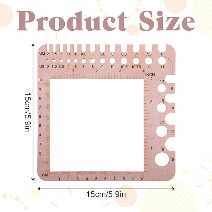 Wooden Knitting Needle Gauge Measuring Crochet Tool Gauge Measuring Tool Ruler Needle Sizer Stitch Counter Spinner Yarn Knitting Accessories for Craft