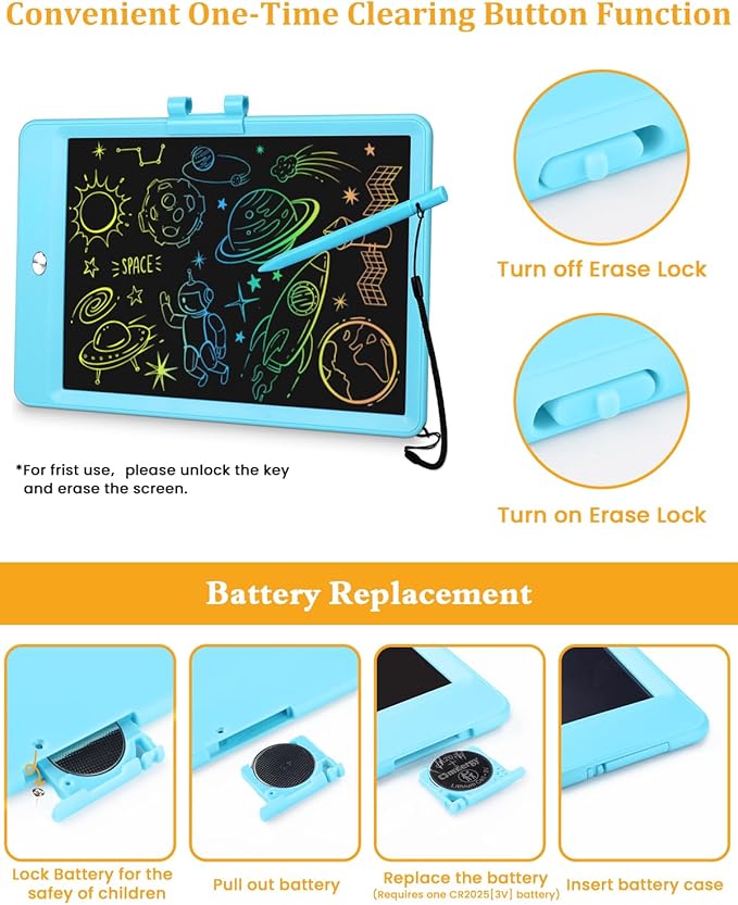 SplashNSpray Writing Tablet, 2pack LCD Drawing Tablet for Kids, Colorful Toddler Doodle Board, Erasable Reusable Electronic Drawing Pads, Educational and Learning Toy for 3+ Years Old Kids 8.5inch