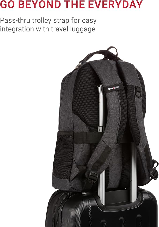 SWISSGEAR Cecil 18-Inch Laptop Backpack Fits 16-Inch Laptop, Travel Daypack with Organizer Pockets, Water Bottle Holders & Padded Straps – Light Grey