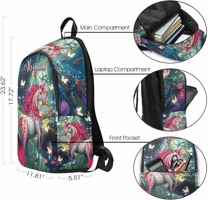 M YESCUSTOM Custom Causal Backpack with Name for Teen Girls Boys Personalized Elementary High School Bookbag Horse Shoulder Bag Children Travel Backpack Red Daypack Bag for School College