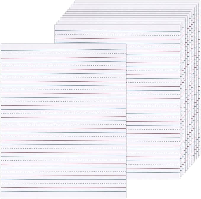 OBUSATT Kindergarten Practice Paper Raised Line Primary Writing Paper with 0.5inch Spacing Multi-Sensory Wide Line Kindergarten Handwriting Tablet for Kids Teachers, 8.5 x 11 Inch（60 Sheets）