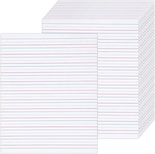 OBUSATT Kindergarten Practice Paper Raised Line Primary Writing Paper with 0.5inch Spacing Multi-Sensory Wide Line Kindergarten Handwriting Tablet for Kids Teachers, 8.5 x 11 Inch（60 Sheets）