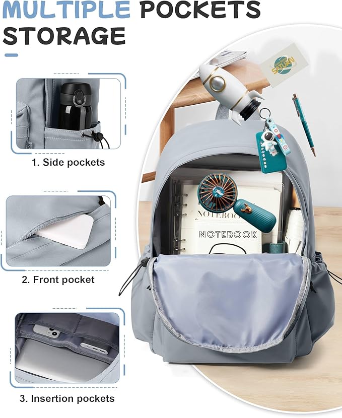 Blue Backpack for School, High School Bookbag Back Pack for Teens Girls Boys, Lightweight College Backpack Book Bag for Women Men, Simple Casual Daypack Backpack Mochilas Escolares para Adolescentes