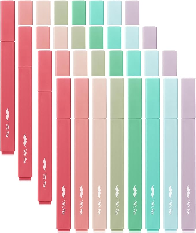 Mr. Pen- Bulk Aesthetic Highlighters No Bleed, 32 Pack, Vintage, Chisel Tip | Bulk Cute Highlighters Assorted Colors for Journaling, Highlighting, Underlining, Fast Dry, School Supplies