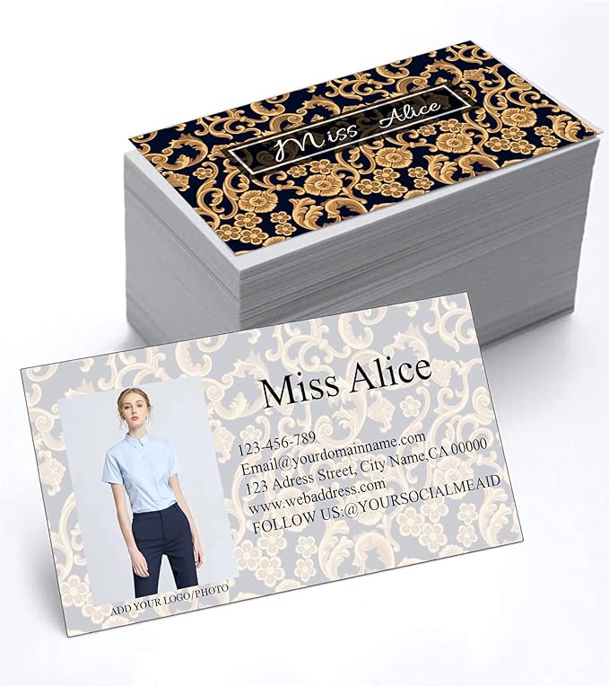 Customized Name Cards 500 PCS, Customized Design with Picture Texture All Business Designs cards No Additional Charge (Color-H)