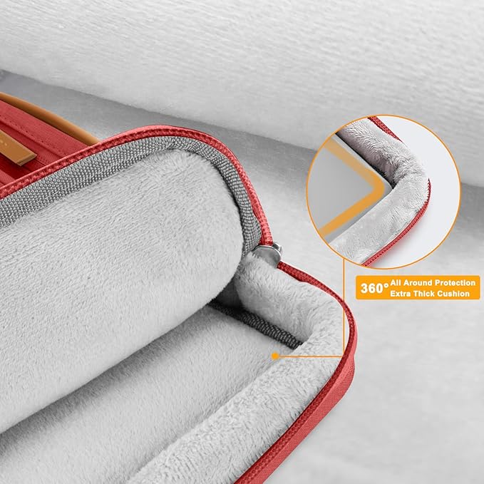 MOSISO 360 Protective Laptop Case 13.3 inch, 13-13.3 inch Laptop Sleeve Compatible with MacBook Air/Pro 13 / Pro 14,HP Dell Acer ASUS,Side Open Carrying Case with 4 Zipper Pockets&Handle, Red