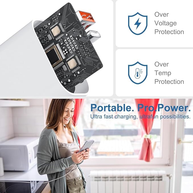 USB C Charger Block for iPhone,20W Dual Port Fast Wall Charger,USB C & USB A Power Adapter Type C Charging Brick Plug for iPhone Air/17 Pro Max/17e/16e/16 ProMax/16Plus/15/14/13/12/11,iPad Pro,AirPods