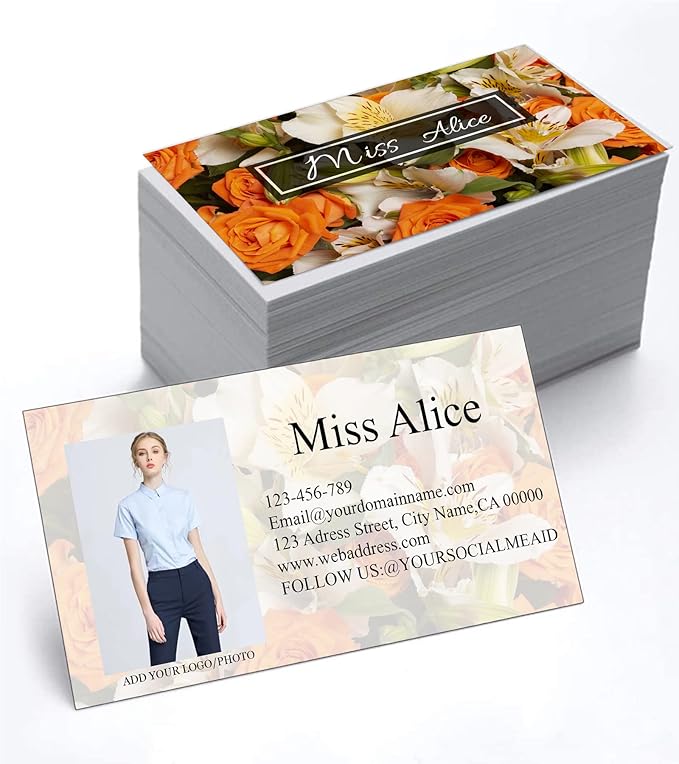 Customized Name Cards 500 PCS, Customized Design with Picture Texture All Business Designs cards No Additional Charge (Color-K)