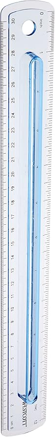 Westcott Finger Grip Plastic Ruler Measuring Inches and Metric, 12", Assorted Colors