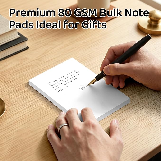 4x6 Blank Notepads 24-Pack - 50 Sheets Each, White Unruled Paper Pads with Hard Backing for Lists, Notes & Reminders | No-Bleed Writing Paper for Students, Teachers & Professionals