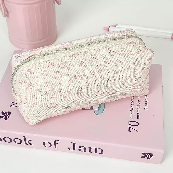 Pencil Case, Pencil Pouch for Women, Pencil Case Small, Pencil Pouch Aesthetic (Pink floral)