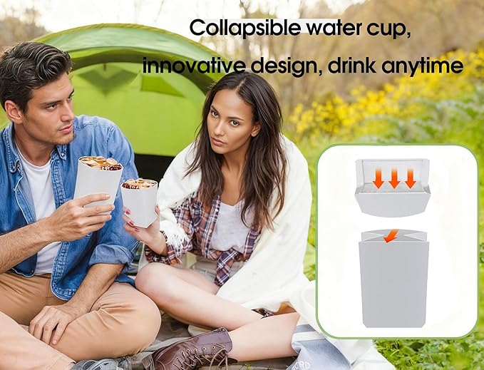 Silicone Collapsible Cup, Portable Foldable Travel Cup with Compact Storage Case, Reusable Drinking Cup for Camping, Hiking, Outdoor & Daily Use (Blue)