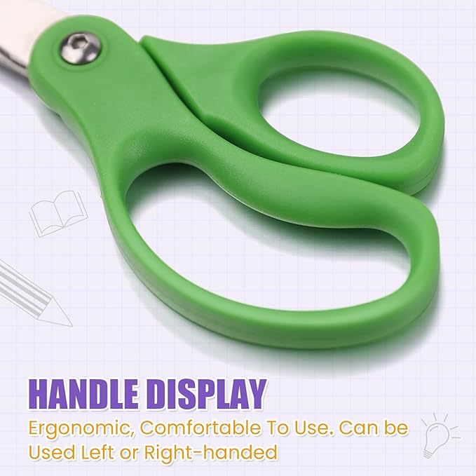 BURVAGY 24 Packs 5" Small School Student Blunt Tip Craft Kids Scissors, Stainless Steel Blades Comfort Grip 5 Inch Safety Scissors Bulk for Children Toodler Cutting Paper