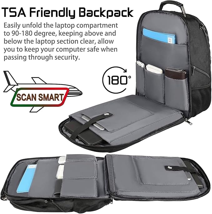 18.4 Laptop Backpack for Men, 55L-60L Extra Large Gaming Laptops Backpack, TSA Friendly Flight Approved RFID Anti-theft Pocket, Water Resistant Suiltable for Travel Business Work
