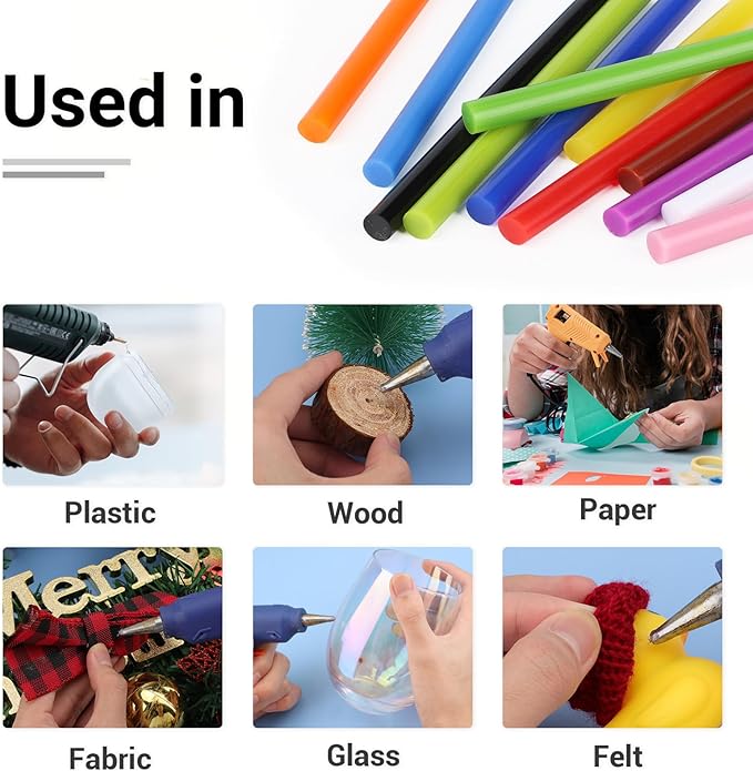 ENPOINT Colored Hot Glue Sticks, 8" Long x 0.27" Dia Mini Glue Sticks for Hot Glue Gun, Sealing Wax Sticks for Wax Seal Stamp Crafting DIY Art Repair, Mini Glue Sticks Bulk Classroom 36pcs