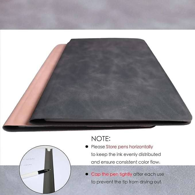 Portable Small Dry Erase Board Whiteboard Notebook Handheld, Reusable White Board Dry Erase Notebook for Desk, At Home Office Study Essentials-9.5" x 6.6" (Black)